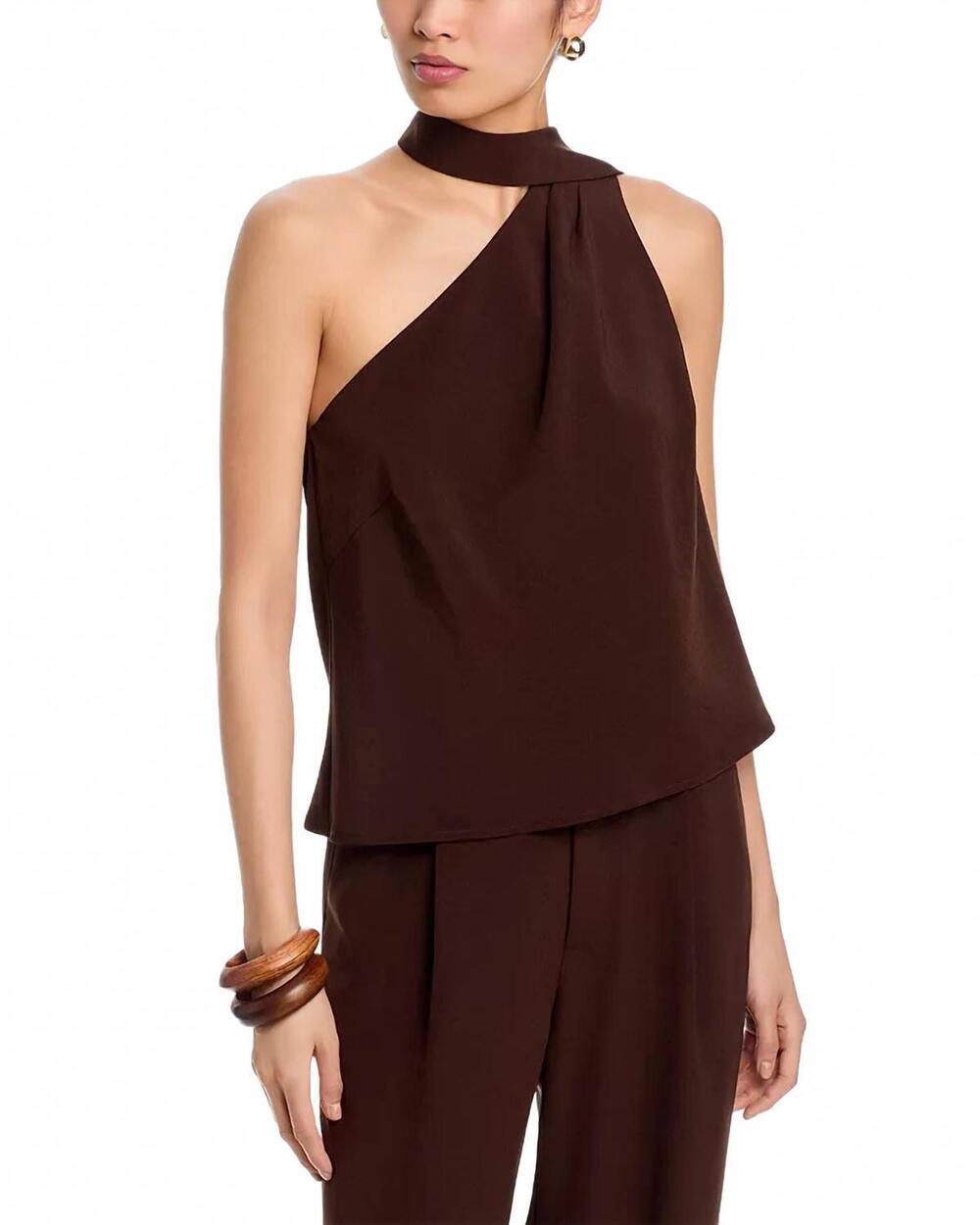 NEW LUCY PARIS elma tie neck top in brown